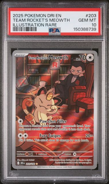 PSA 10 Rocket's Meowth 203/182 Illustration Rare SV Destined Rivals Pokemon TCG