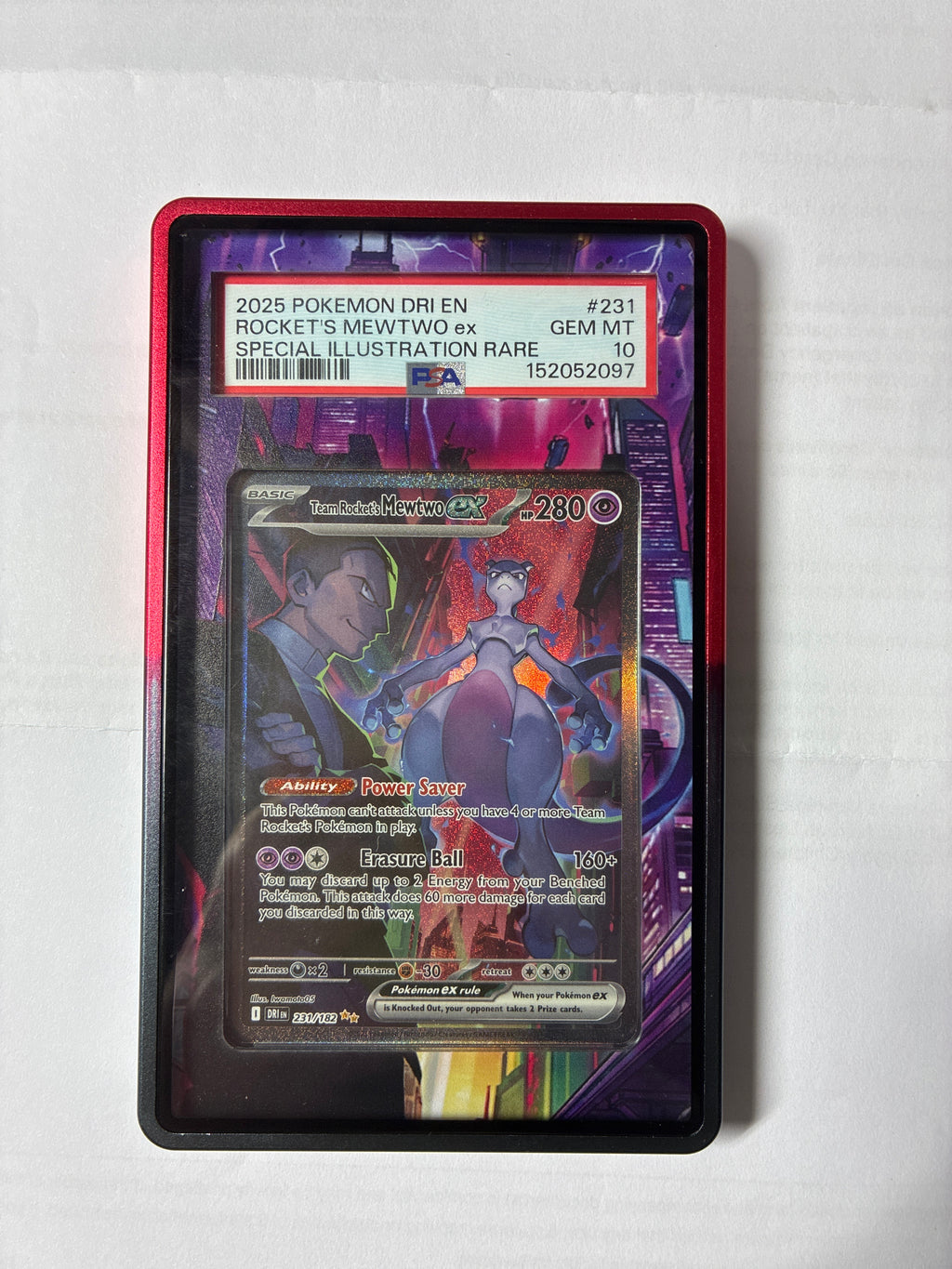 Team Rocket's Mewtwo ex 231/182 Extended Artwork for PSA Display Frame
