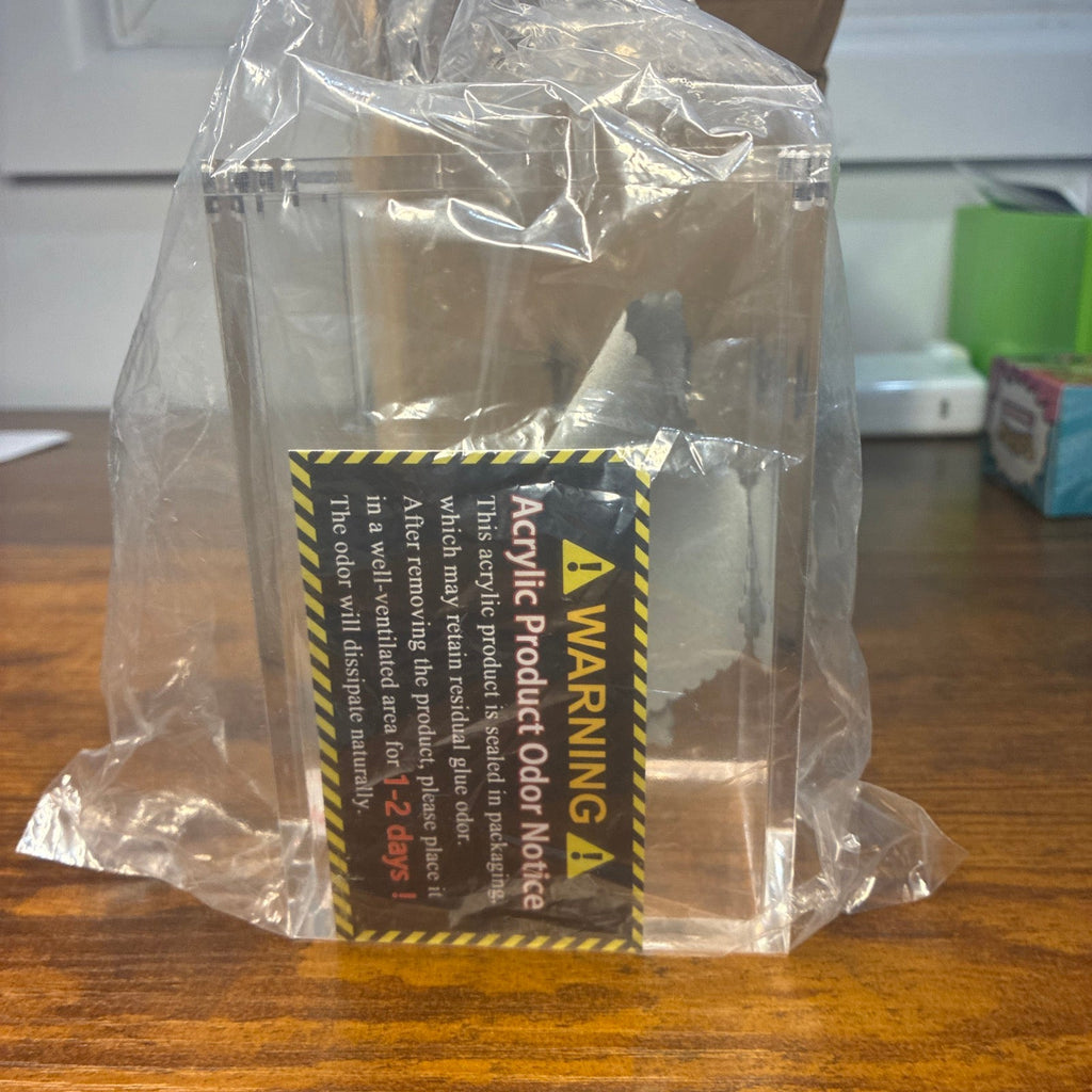 OZCardEX Booster Bundle acrylic protector packaging with acrylic product odour notice