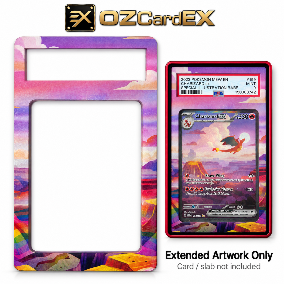 Charizard ex 199/165 Extended Artwork for PSA Display Frame