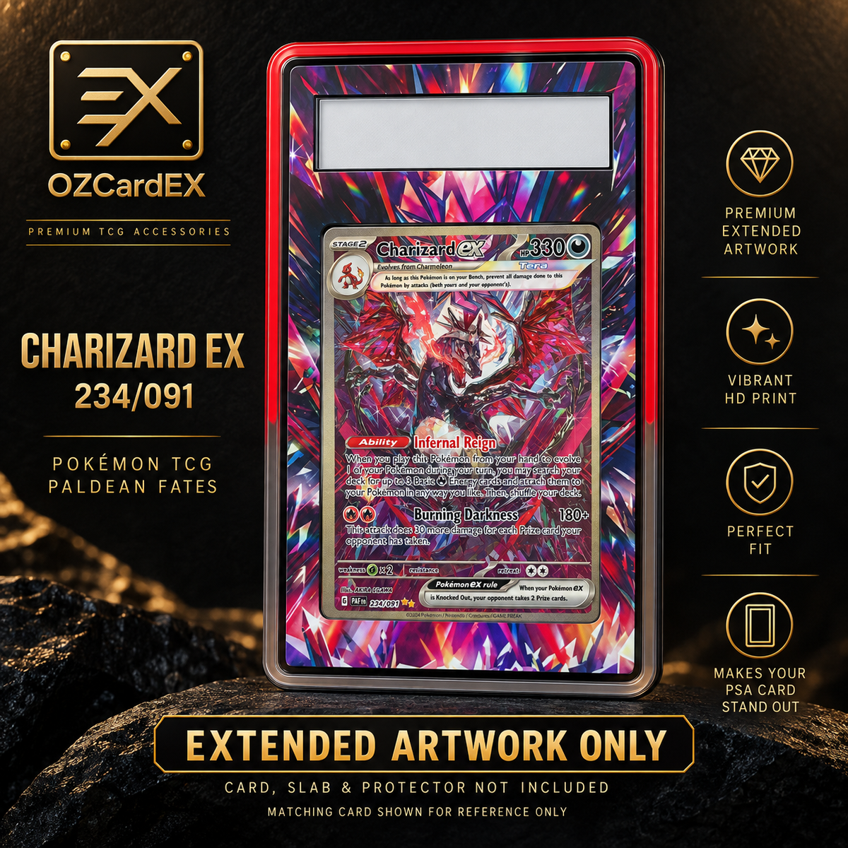 OZCardEX Charizard ex 234/091 Extended Artwork Only - card, PSA slab and protector not included